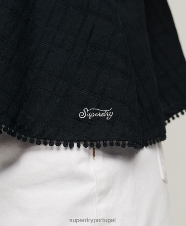 top vintage frente única mulheres marinha roupas Superdry 2208H2893