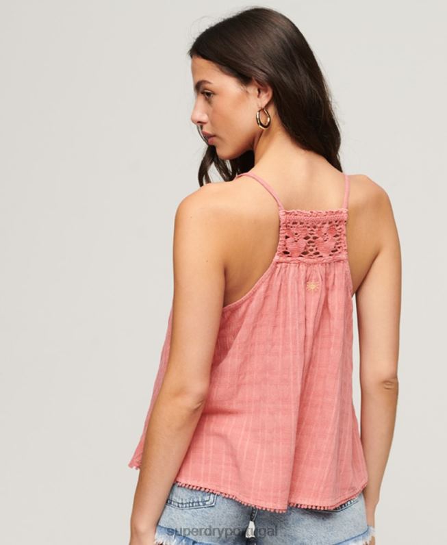 top vintage frente única mulheres rosa roupas Superdry 2208H2877