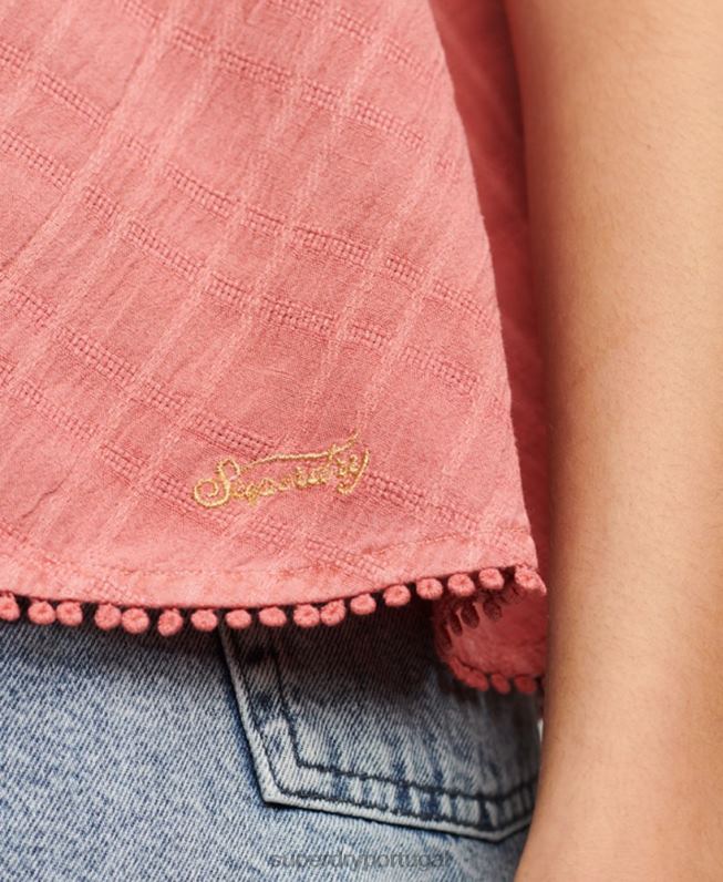 top vintage frente única mulheres rosa roupas Superdry 2208H2877