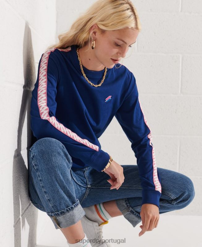 topo do logotipo do código mulheres marinha roupas Superdry 2208H3073