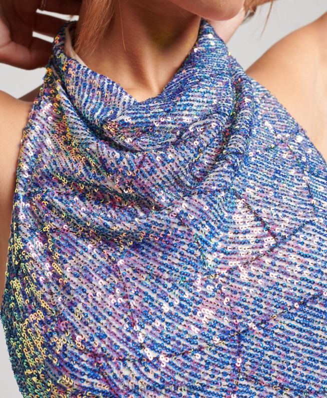 Minivestido gola alta com paetês mulheres multi roupas Superdry 2208H2429