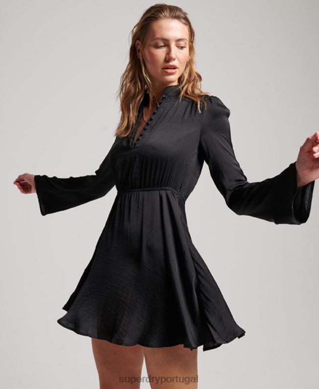 estúdios vestido queimado mulheres preto roupas Superdry 2208H2412