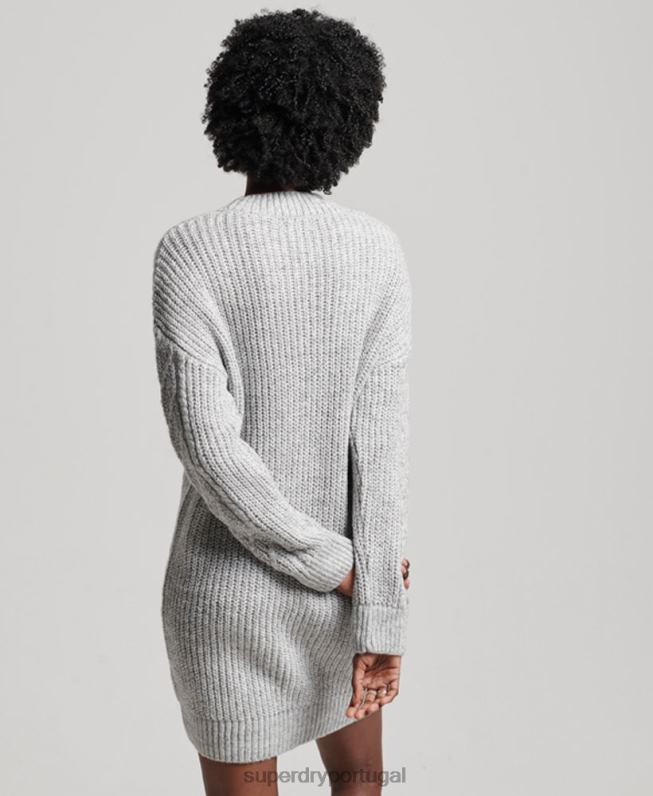 florence vestido de tricô mulheres cinza roupas Superdry 2208H2548