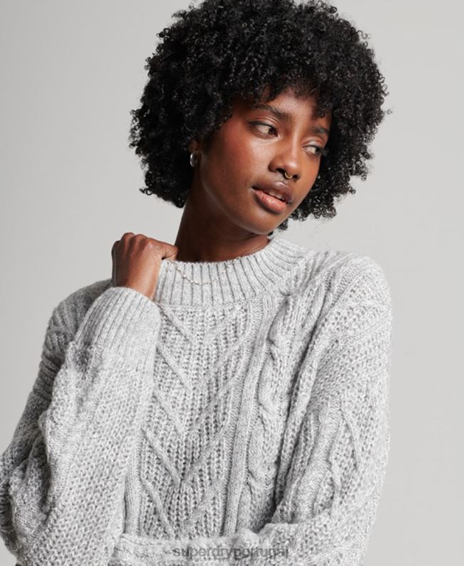 florence vestido de tricô mulheres cinza roupas Superdry 2208H2548