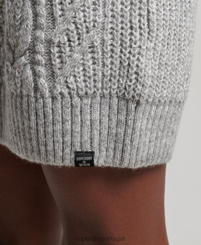 florence vestido de tricô mulheres cinza roupas Superdry 2208H2548