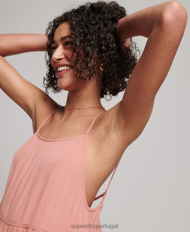 mini vestido cami praia mulheres rosa roupas Superdry 2208H2379