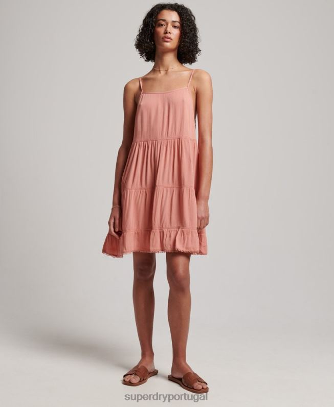 mini vestido cami praia mulheres rosa roupas Superdry 2208H2379