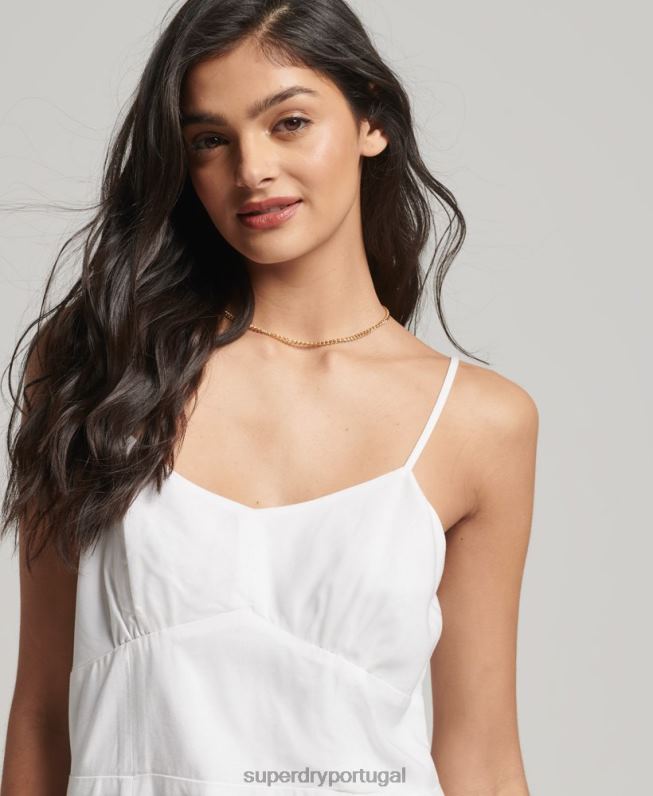 mini vestido cami vintage mulheres branco roupas Superdry 2208H1967
