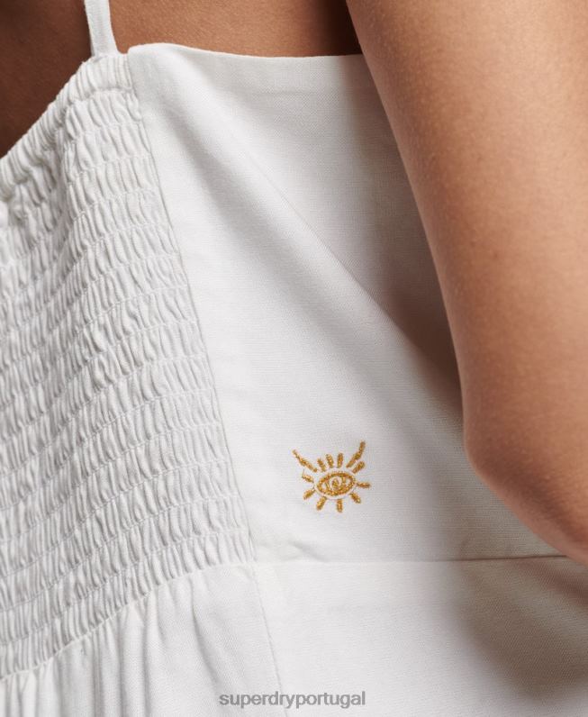 mini vestido cami vintage mulheres branco roupas Superdry 2208H1967