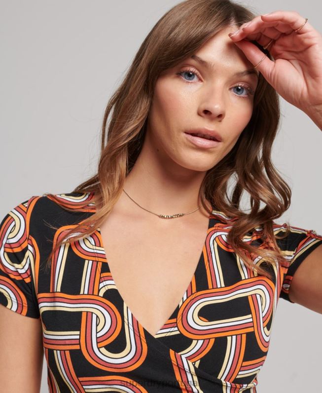 mini vestido de dia impresso mulheres preto roupas Superdry 2208H2384