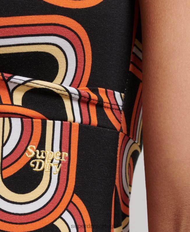 mini vestido de dia impresso mulheres preto roupas Superdry 2208H2384