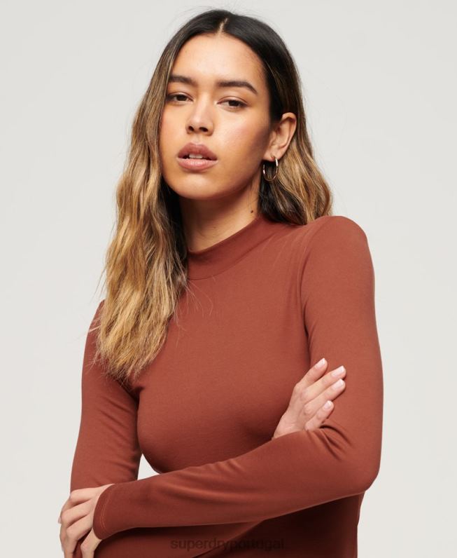 mini vestido de jérsei com gola falsa mulheres vermelho roupas Superdry 2208H2393