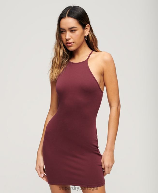 mini vestido de jérsei de corrida com tiras mulheres roxo roupas Superdry 2208H2420