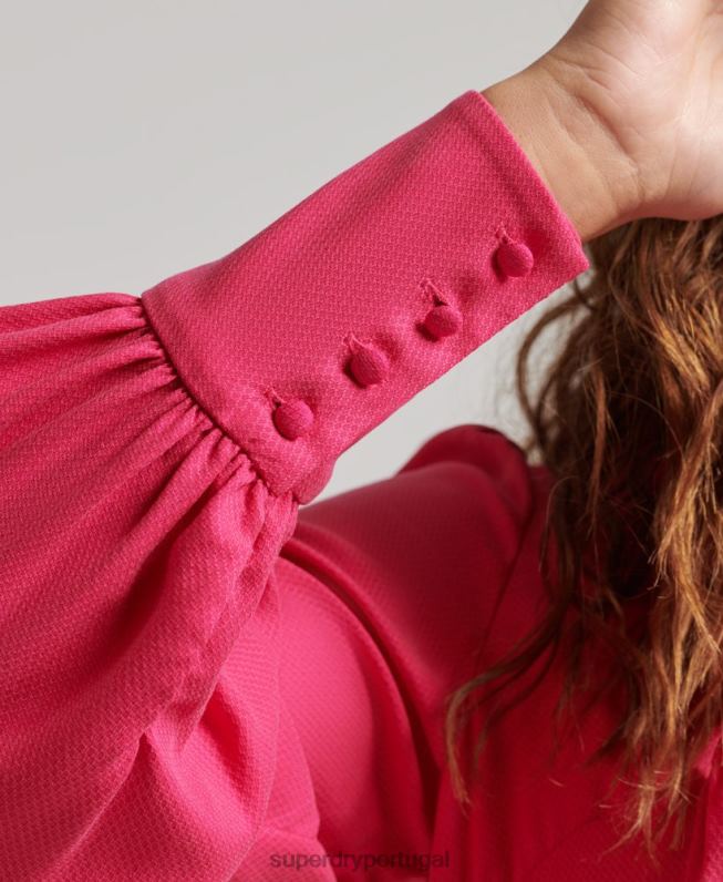 mini vestido em camadas mulheres rosa roupas Superdry 2208H2550