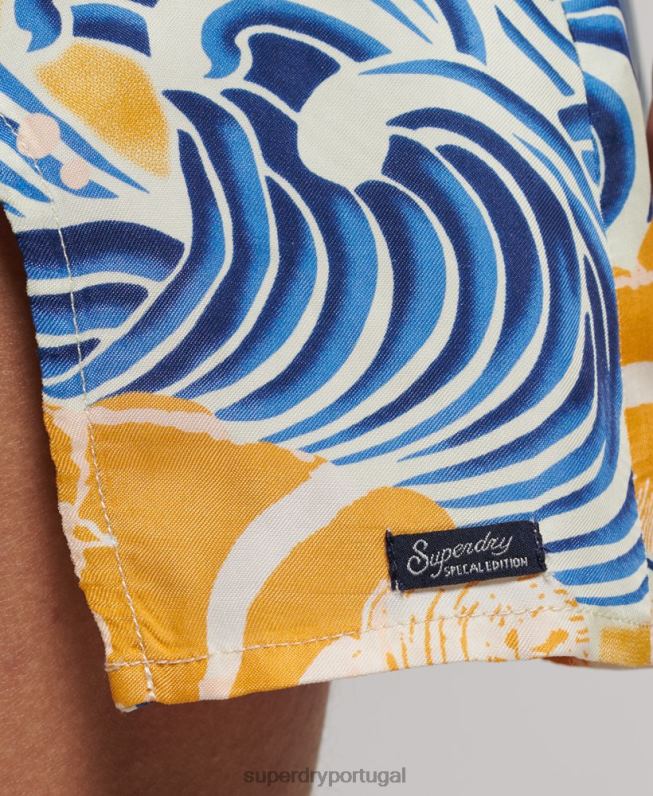 mini vestido estampado mulheres ouro roupas Superdry 2208H2405