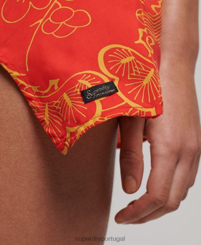 mini vestido estampado mulheres vermelho roupas Superdry 2208H2478