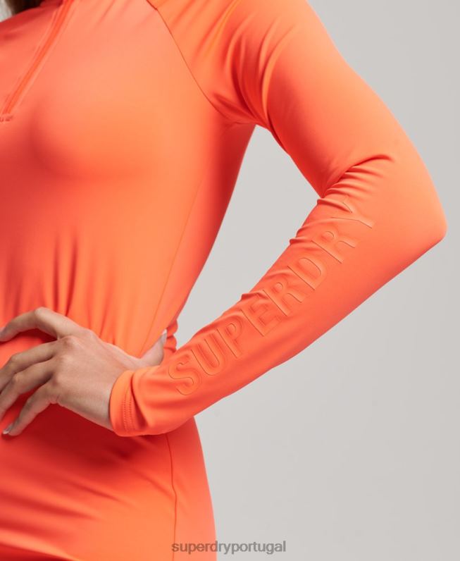 mini vestido manga longa colado ao corpo mulheres coral roupas Superdry 2208H6598