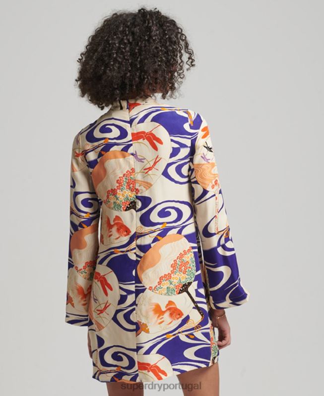 mini vestido manga longa estampado mulheres multi roupas Superdry 2208H2467