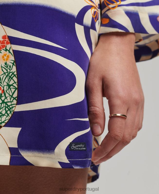 mini vestido manga longa estampado mulheres multi roupas Superdry 2208H2467