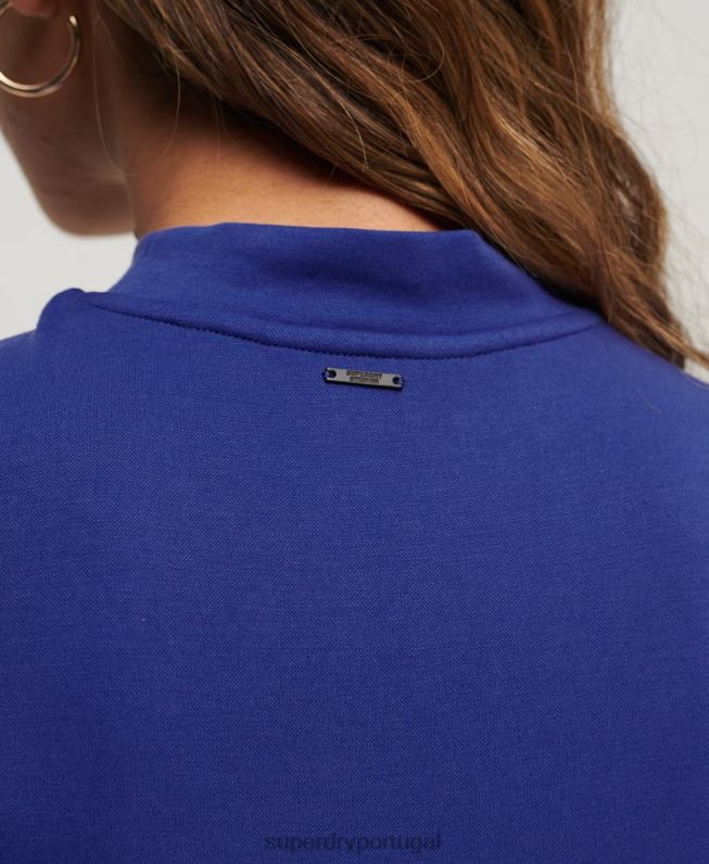 mini vestido sem mangas evasê mulheres azul roupas Superdry 2208H2357