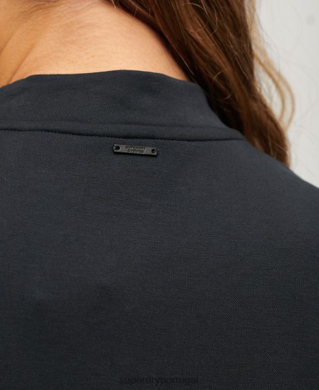 mini vestido sem mangas evasê mulheres preto roupas Superdry 2208H1959