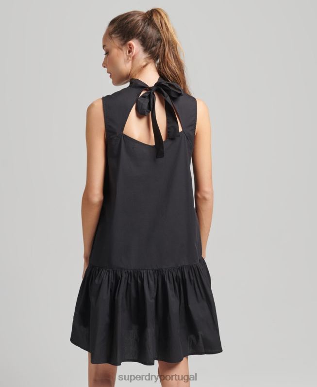 mini vestido tecido mulheres preto roupas Superdry 2208H2537