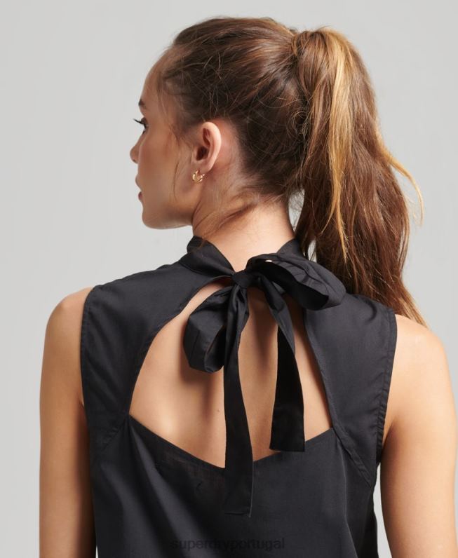 mini vestido tecido mulheres preto roupas Superdry 2208H2537