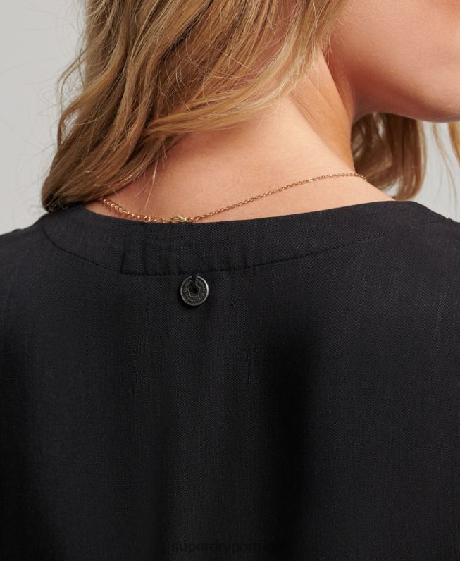 mini vestido vintage mulheres preto roupas Superdry 2208H2519