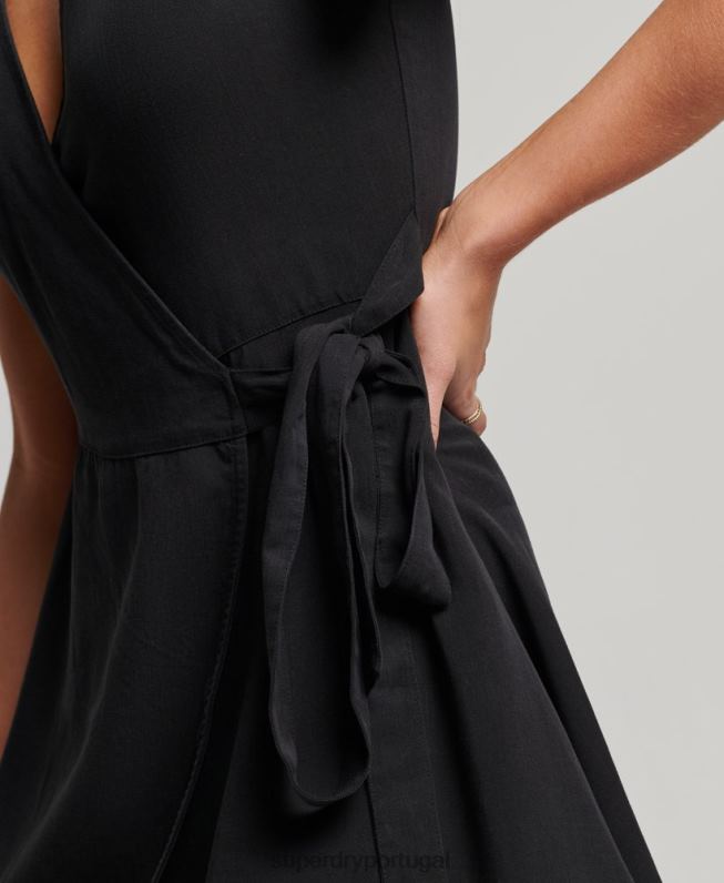 mini vestido vintage mulheres preto roupas Superdry 2208H2519
