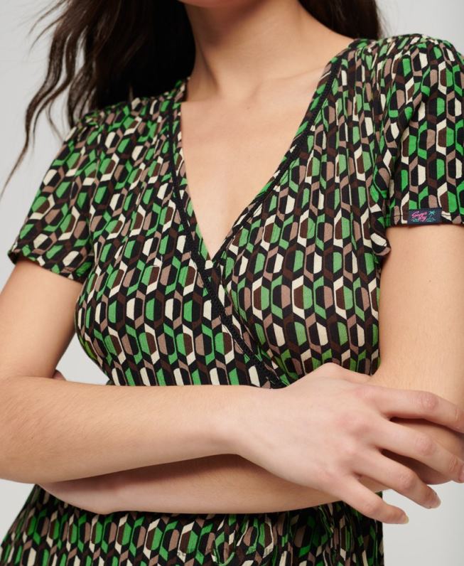 mini vestido vintage mulheres verde roupas Superdry 2208H2005