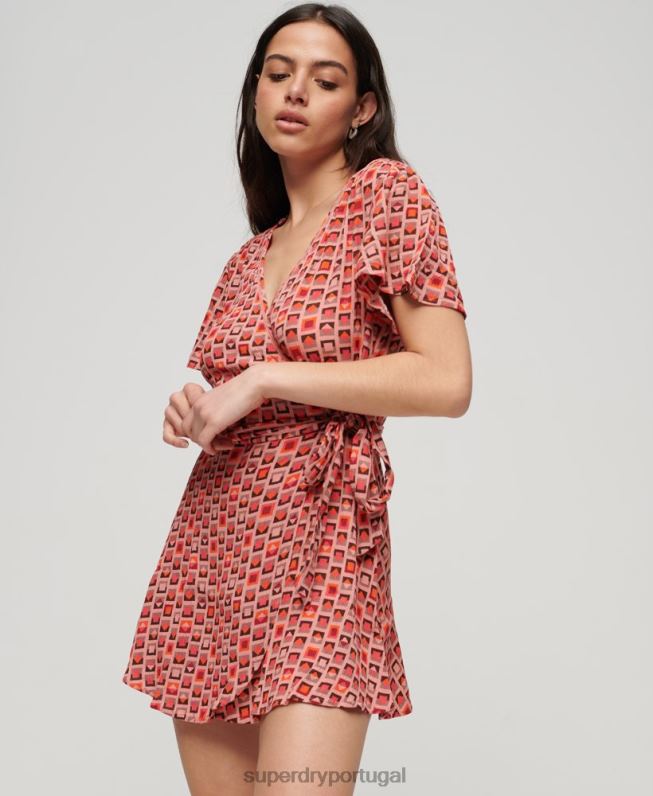 mini vestido vintage mulheres vermelho roupas Superdry 2208H1996