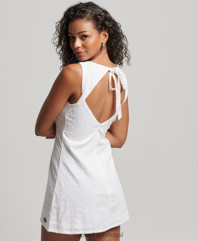 minivestido antigo de bordado mulheres branco roupas Superdry 2208H2364