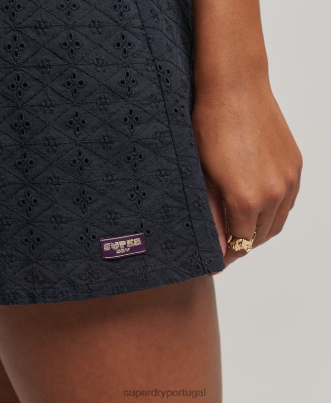 minivestido antigo de bordado mulheres marinha roupas Superdry 2208H2387