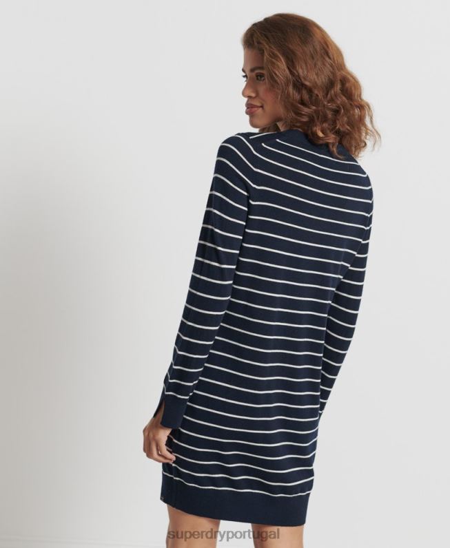 minivestido de malha merino studios mulheres marinha roupas Superdry 2208H6604