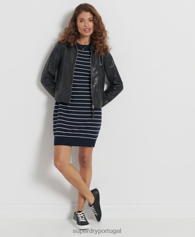 minivestido de malha merino studios mulheres marinha roupas Superdry 2208H6604