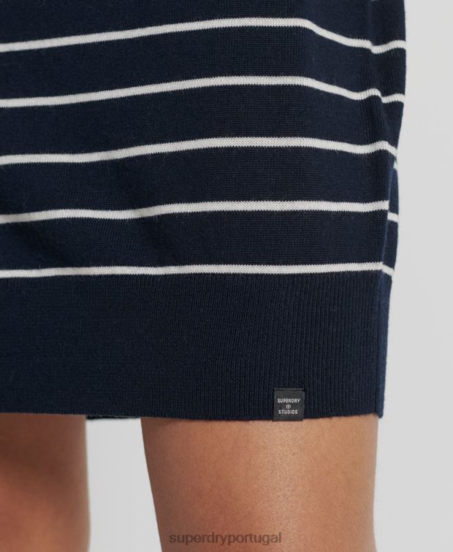minivestido de malha merino studios mulheres marinha roupas Superdry 2208H6604