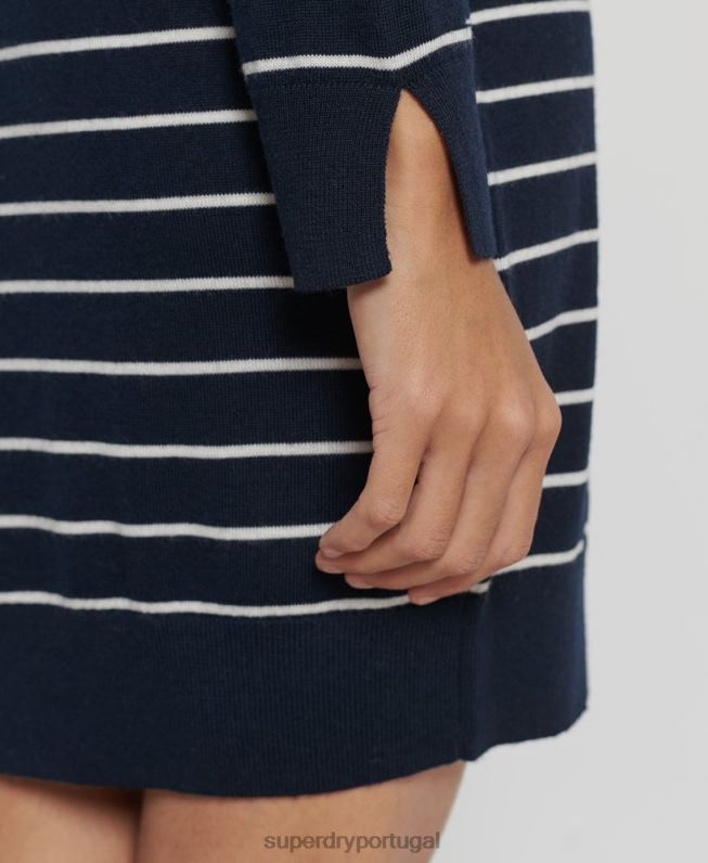 minivestido de malha merino studios mulheres marinha roupas Superdry 2208H6604