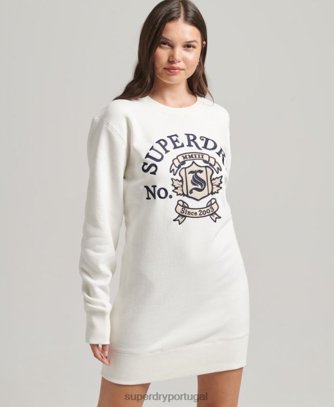 orgulho em vestido de gola redonda mulheres branco roupas Superdry 2208H2457
