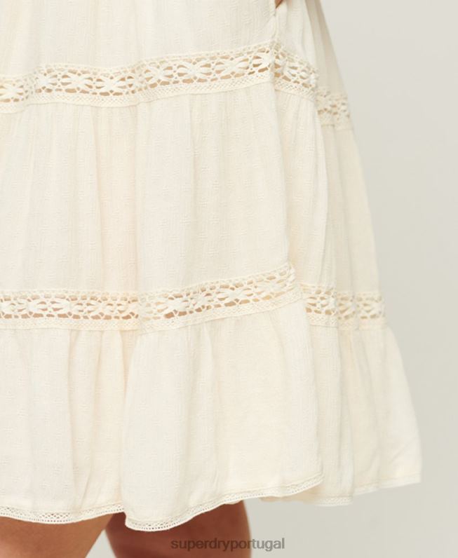 vestido cami alana mulheres creme roupas Superdry 2208H2370