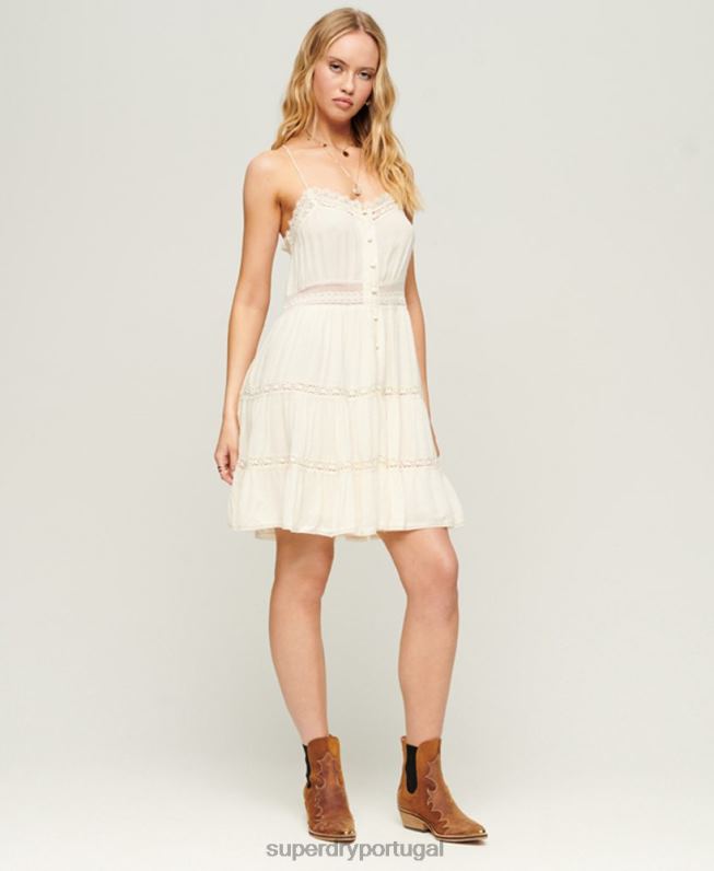 vestido cami alana mulheres creme roupas Superdry 2208H2370