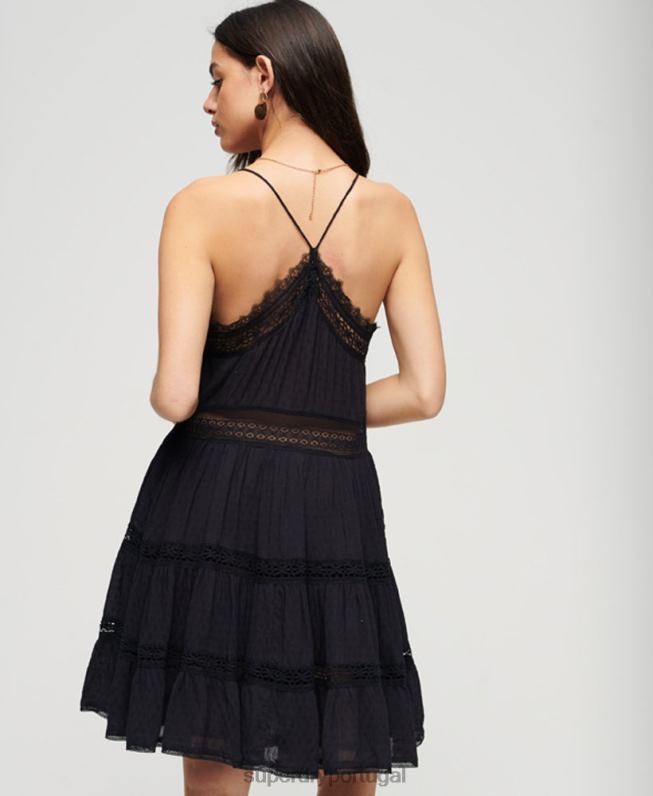 vestido cami alana mulheres preto roupas Superdry 2208H2398