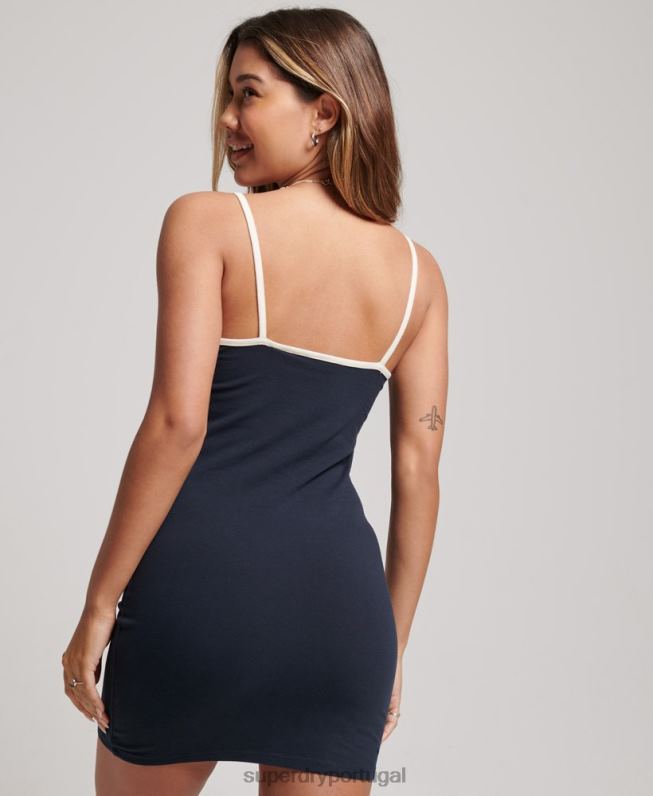 vestido cami de jérsei vintage mulheres marinha roupas Superdry 2208H2493