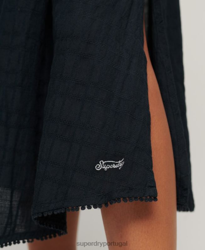 vestido cami longo vintage mulheres marinha roupas Superdry 2208H1986