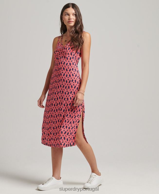 vestido cami vintage com tiras mulheres vermelho roupas Superdry 2208H2396