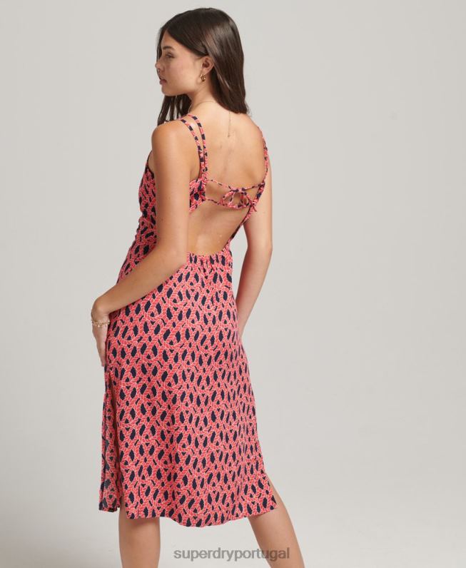 vestido cami vintage com tiras mulheres vermelho roupas Superdry 2208H2396