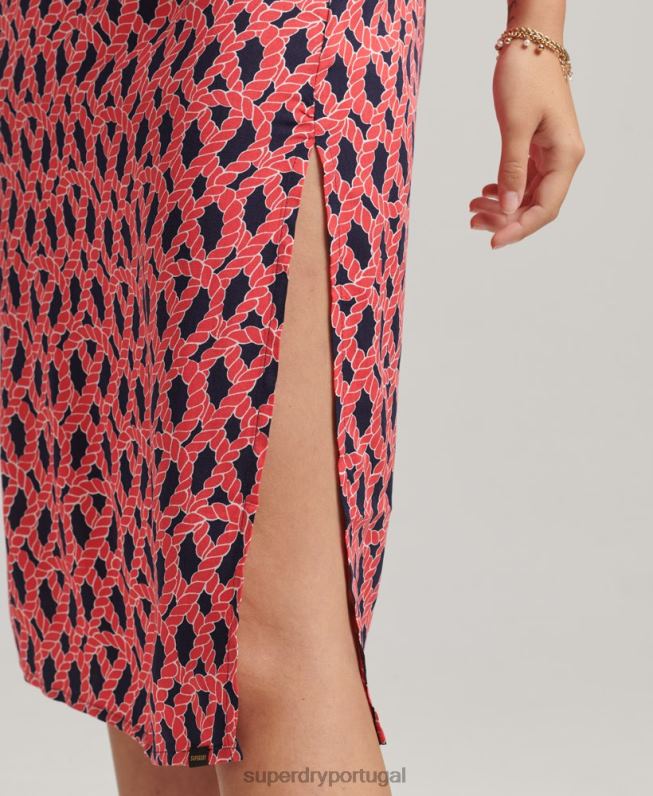 vestido cami vintage com tiras mulheres vermelho roupas Superdry 2208H2396