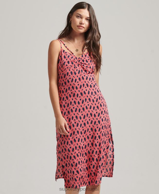 vestido cami vintage com tiras mulheres vermelho roupas Superdry 2208H2396