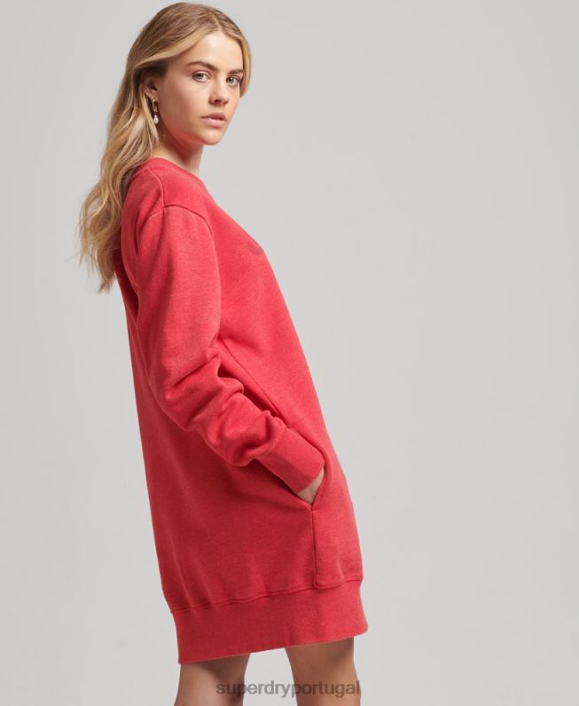 vestido clássico cooper mulheres vermelho roupas Superdry 2208H2553