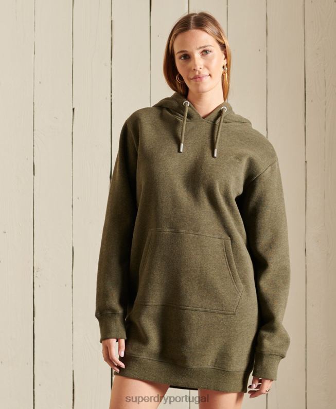 vestido com capuz bordado logo vintage mulheres caqui roupas Superdry 2208H2521