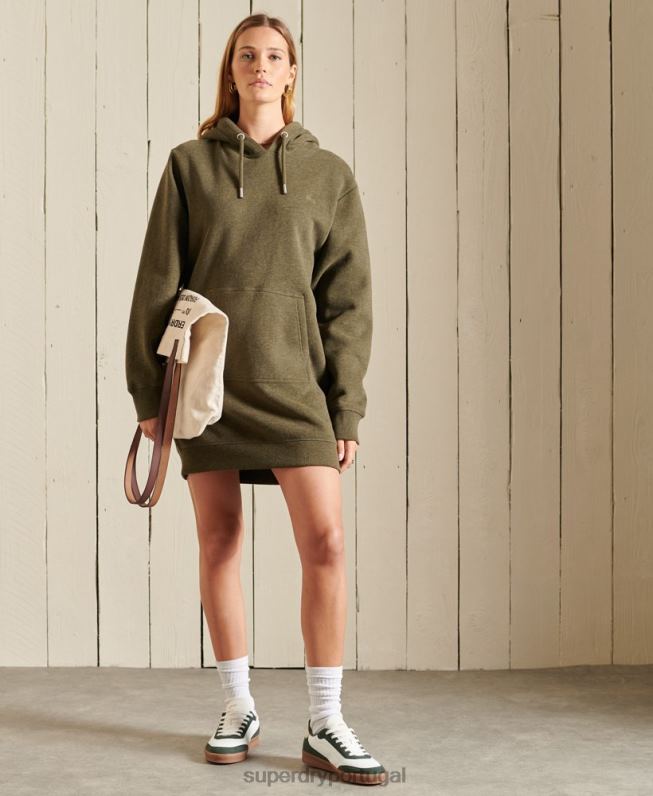vestido com capuz bordado logo vintage mulheres caqui roupas Superdry 2208H2521